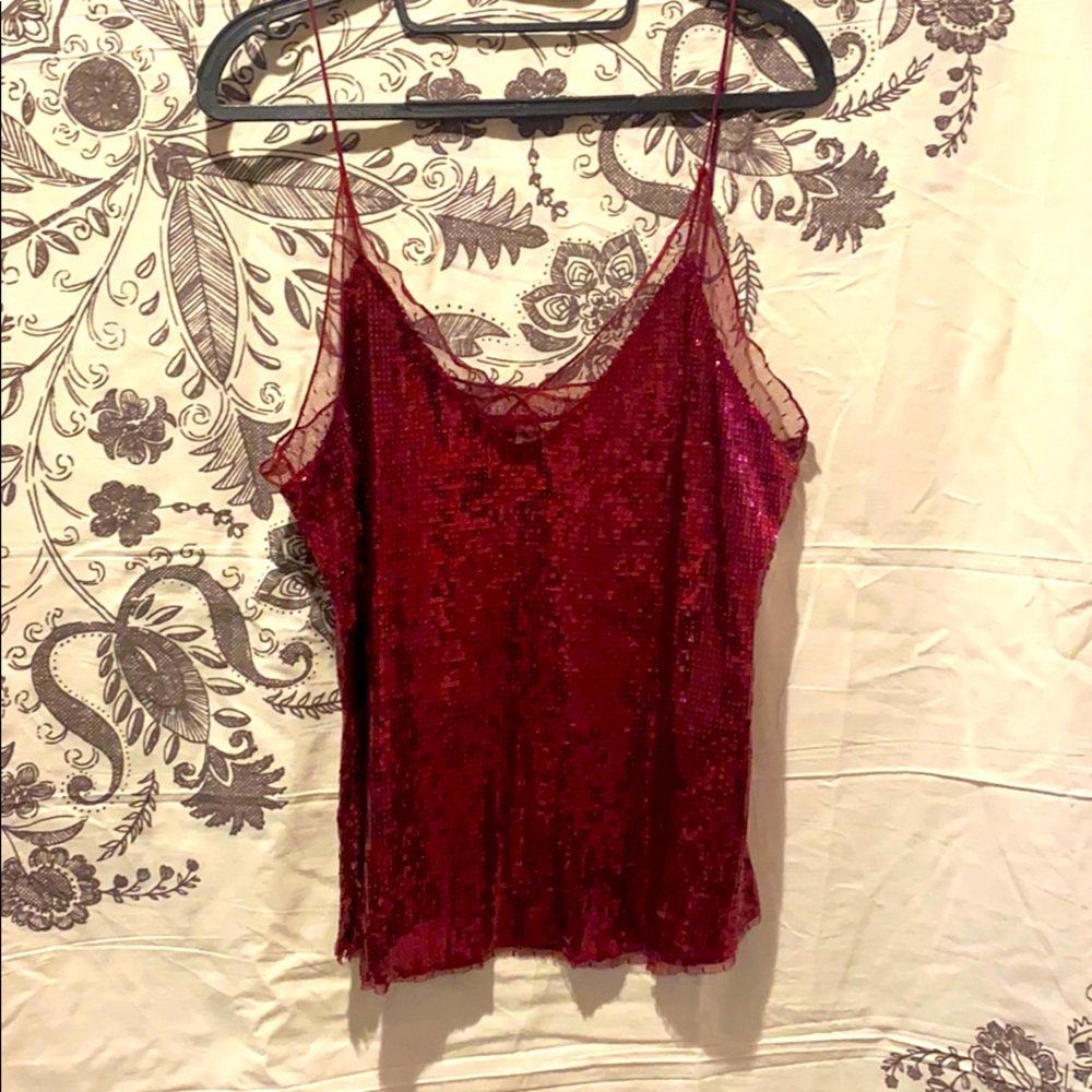 maroon sequins cami